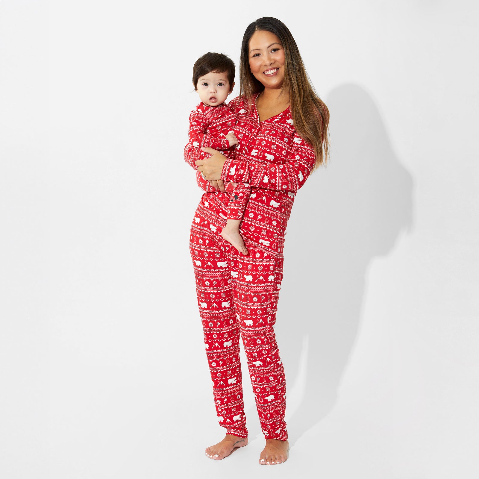 Polar Isle Red Bamboo Convertible Footie