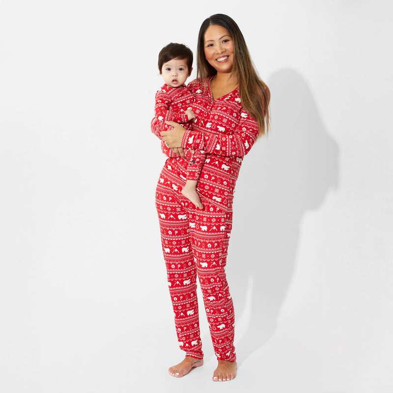 Polar Isle Red Bamboo Convertible Footie