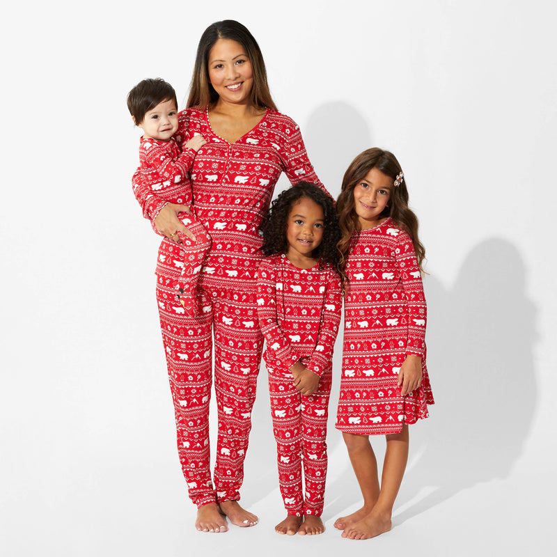 Polar Isle Red Bamboo Kids Pajamas