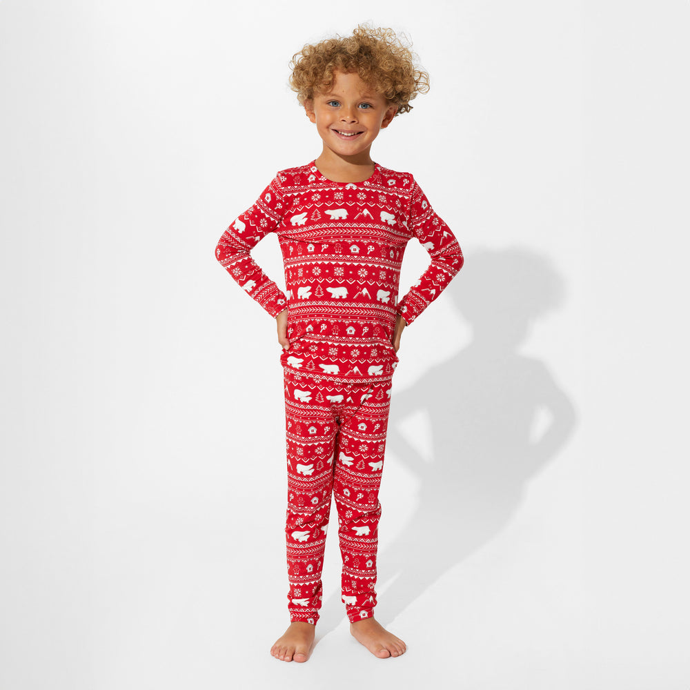 Polar Isle Red Bamboo Kids Pajamas