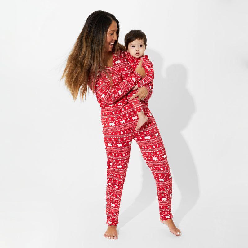 Polar Isle Red Bamboo Women's Pajama Set