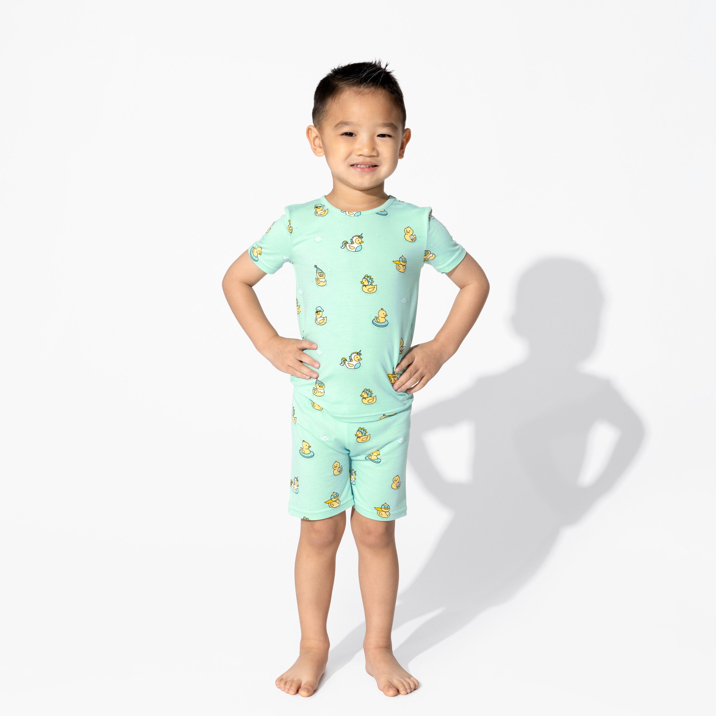 Dreamy Ducks: Bamboo Kids Pajama Short Set with Rubber Ducky Charm ...