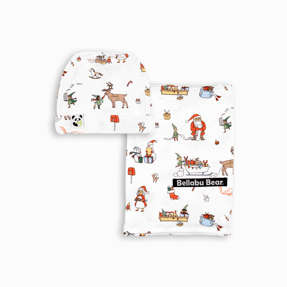 Santa's Workshop Bamboo Swaddle & Beanie Set