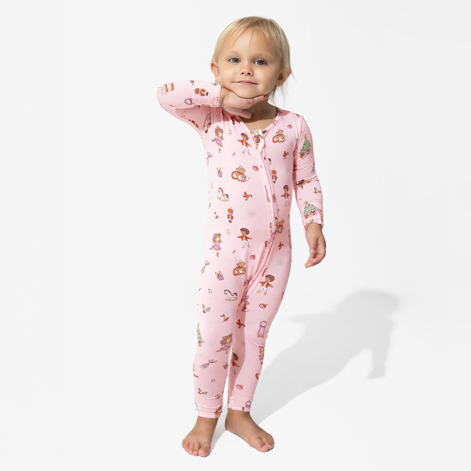 Nutcracker Pink Bamboo Convertible Footie