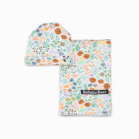 Summer Floral Bamboo Swaddle & Beanie Set