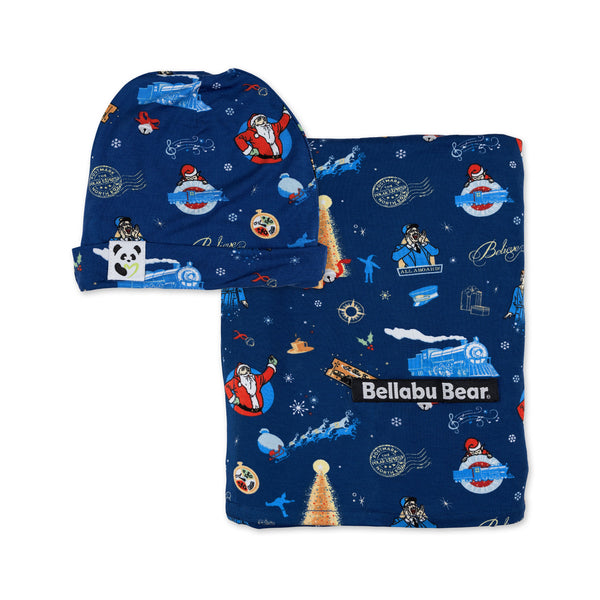 The Polar Express Bamboo Swaddle & Beanie Set