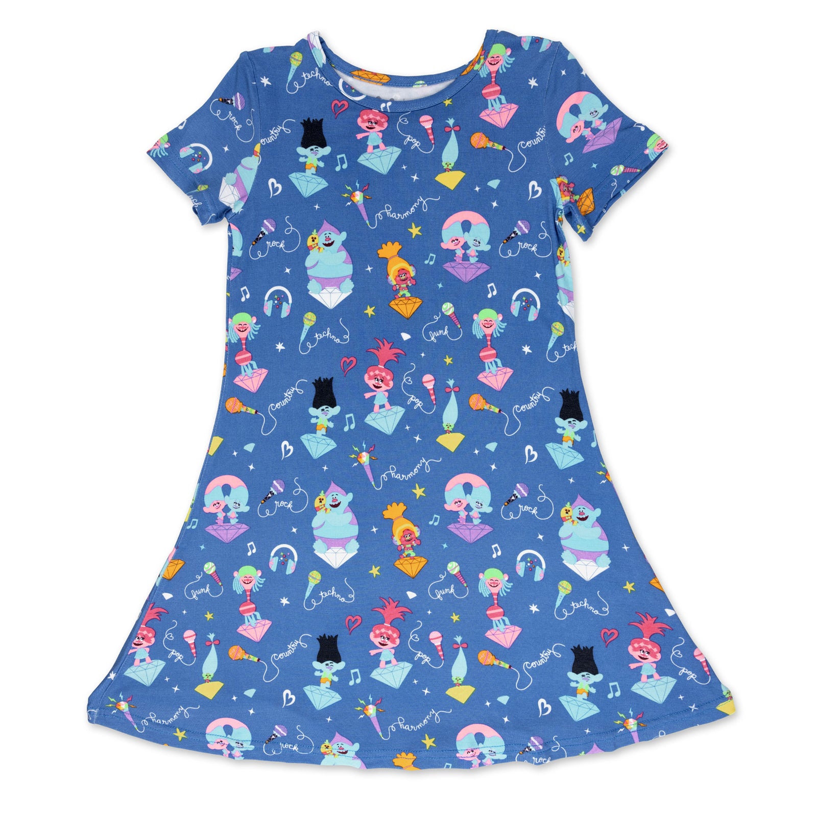 Trolls Music Bamboo Girls' Short Sleeve Dress