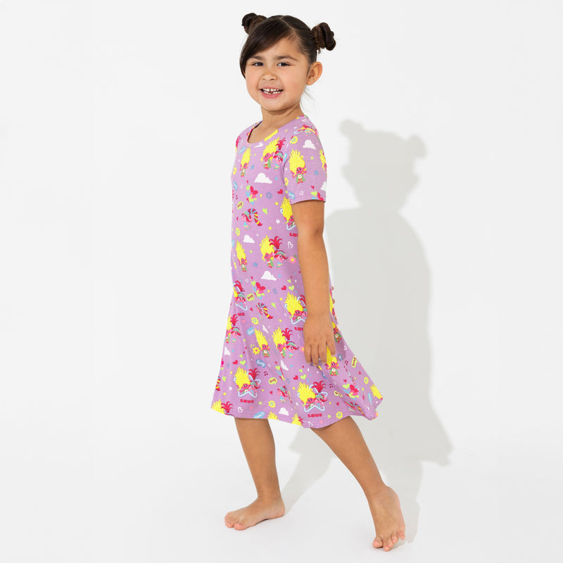 Trolls Valentine's Bamboo Girls' Short Sleeve Dress