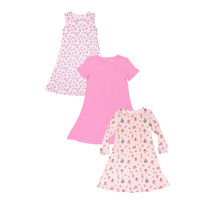 Pink Holiday Wonderland Bundle - Girls' Bamboo Dresses