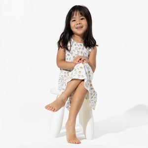 Milk & Cookies White Bamboo Girls' Sleeveless Dress