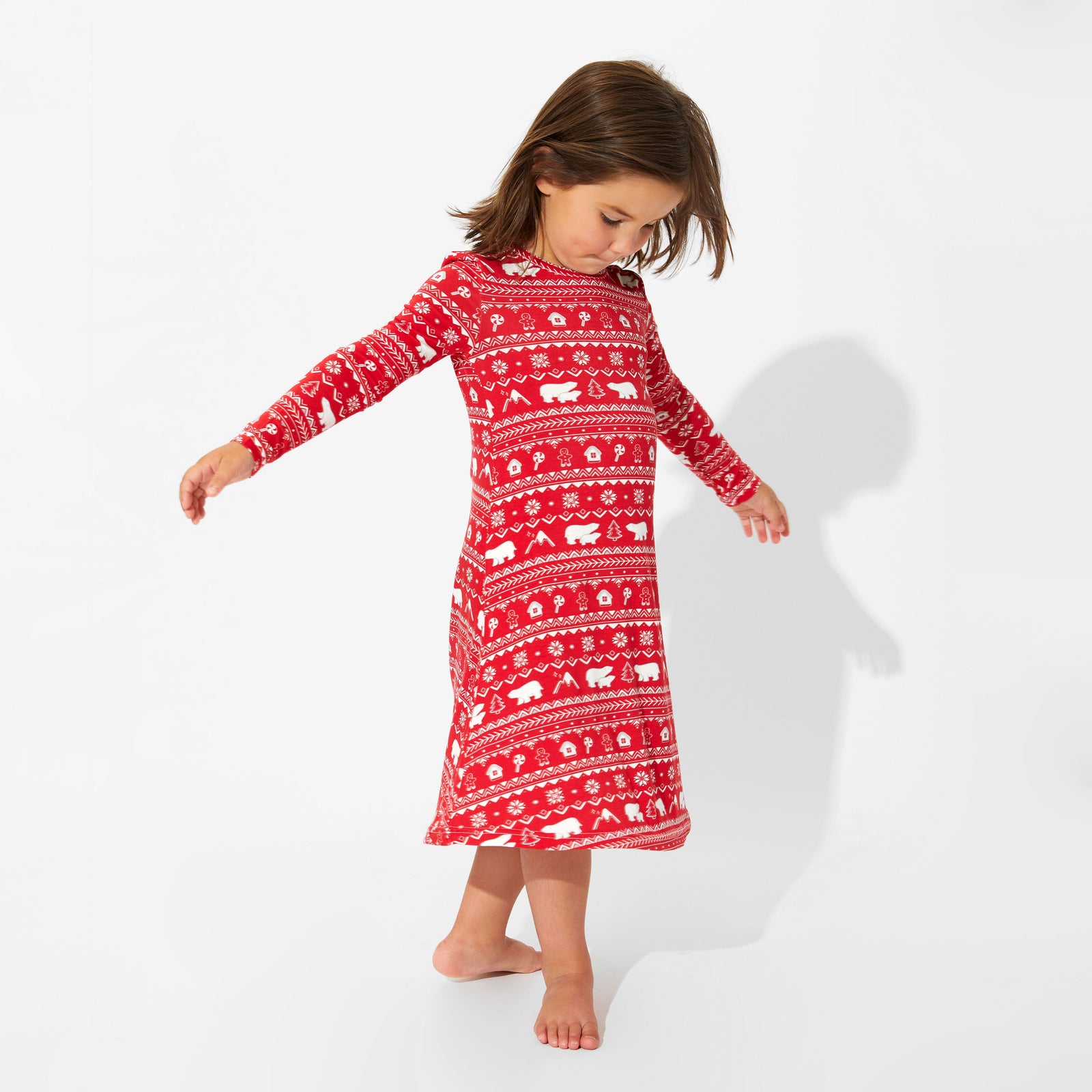 Polar Isle Red Bamboo Girls' Long Sleeve Dress