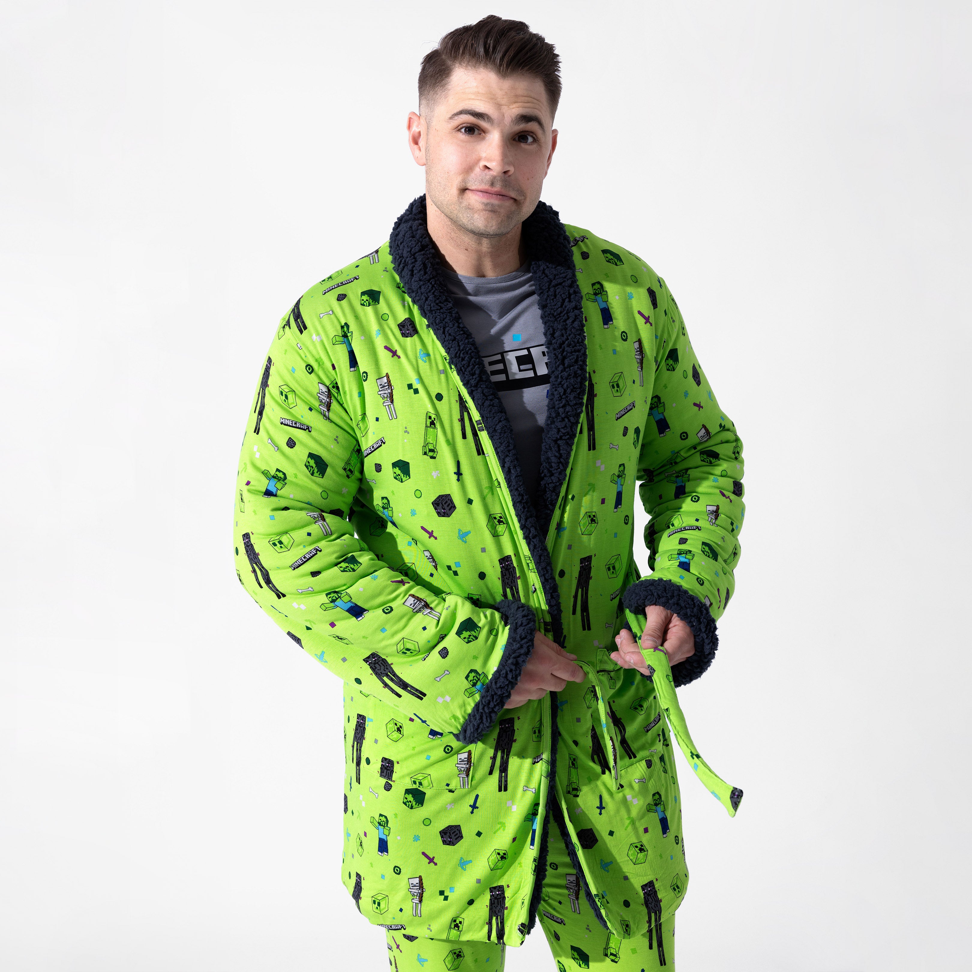 Cozy Up in Minecraft Mob Squad Bamboo Adult Sherpa Robe | Soft & Warm ...