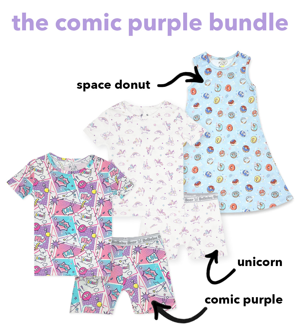 Comic Purple Bundle - Kids Bamboo Pajamas