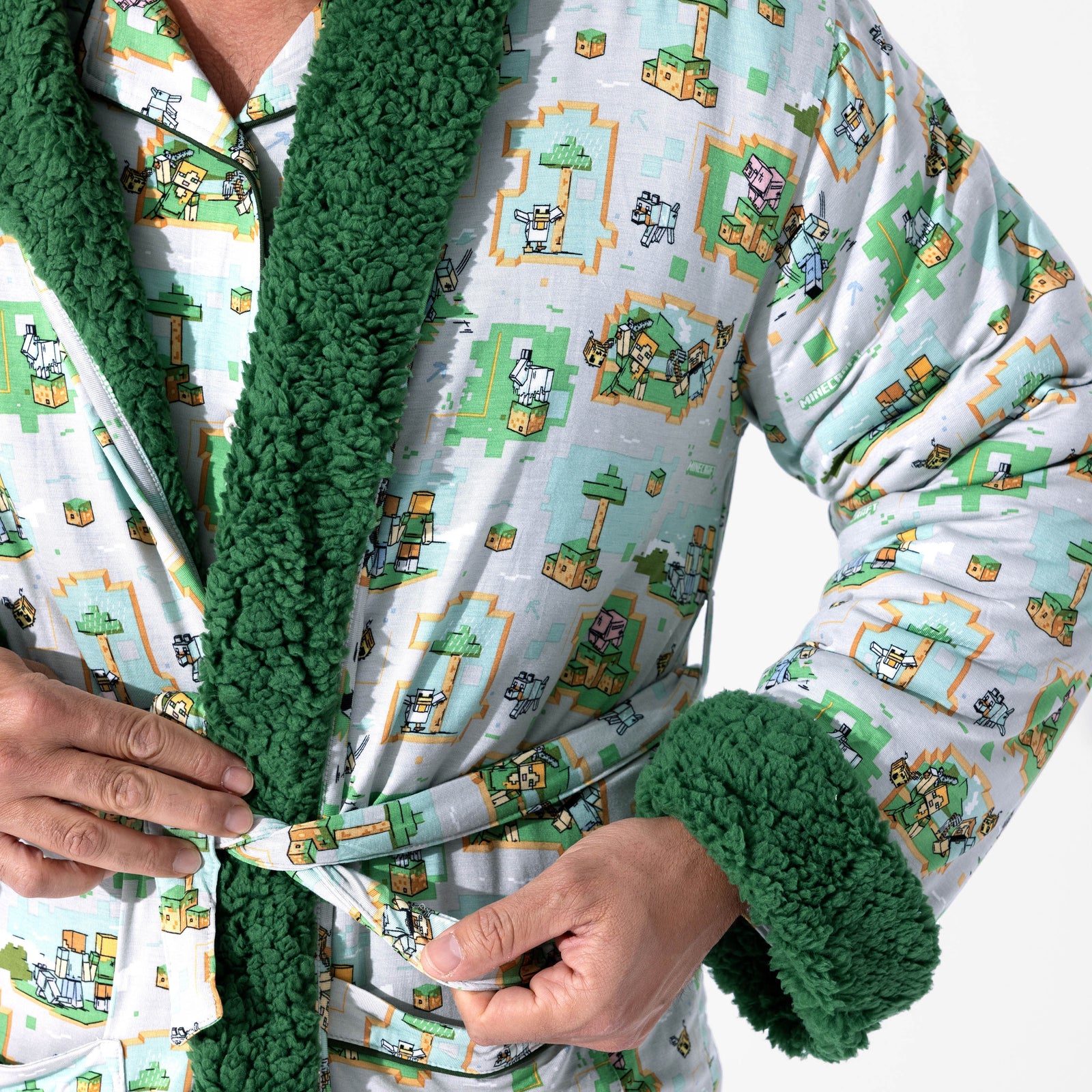 Minecraft Mormon Robe Minecraft Overworld Dreams Bamboo Adult Sherpa Robe – Cozy & Soft ...