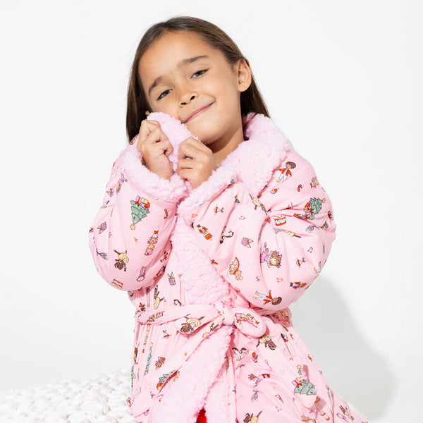 Nutcracker Pink Bamboo Kids' Bamboo Sherpa Robe