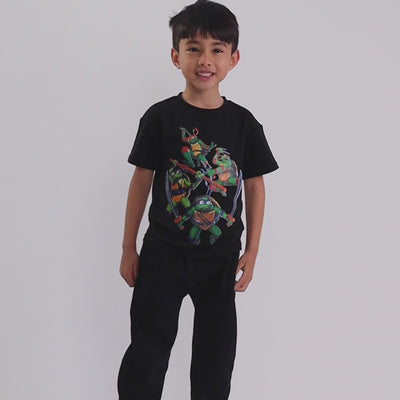 Teenage Mutant Ninja Turtles: Mutant Mayhem Obsidian Black Bamboo Terry Kids Oversized T-Shirt