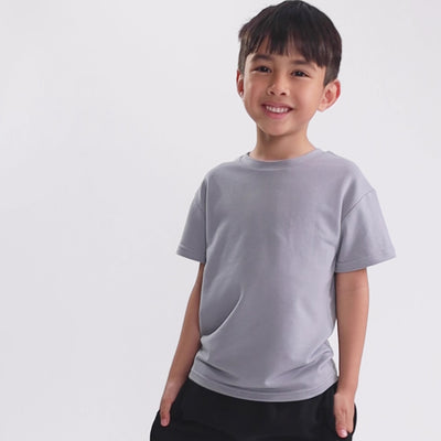 Stormy Grey Bamboo Terry Kids Oversized T-Shirt