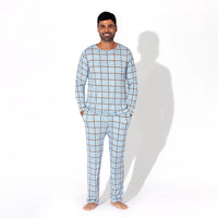 Holiday Plaid Blue Men's Pajama Set