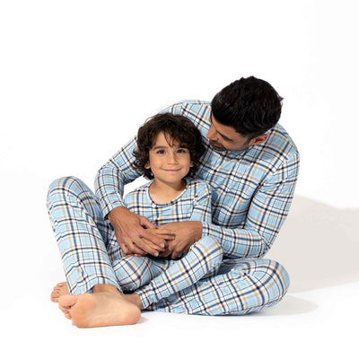 Holiday Plaid Blue Men's Pajama Set