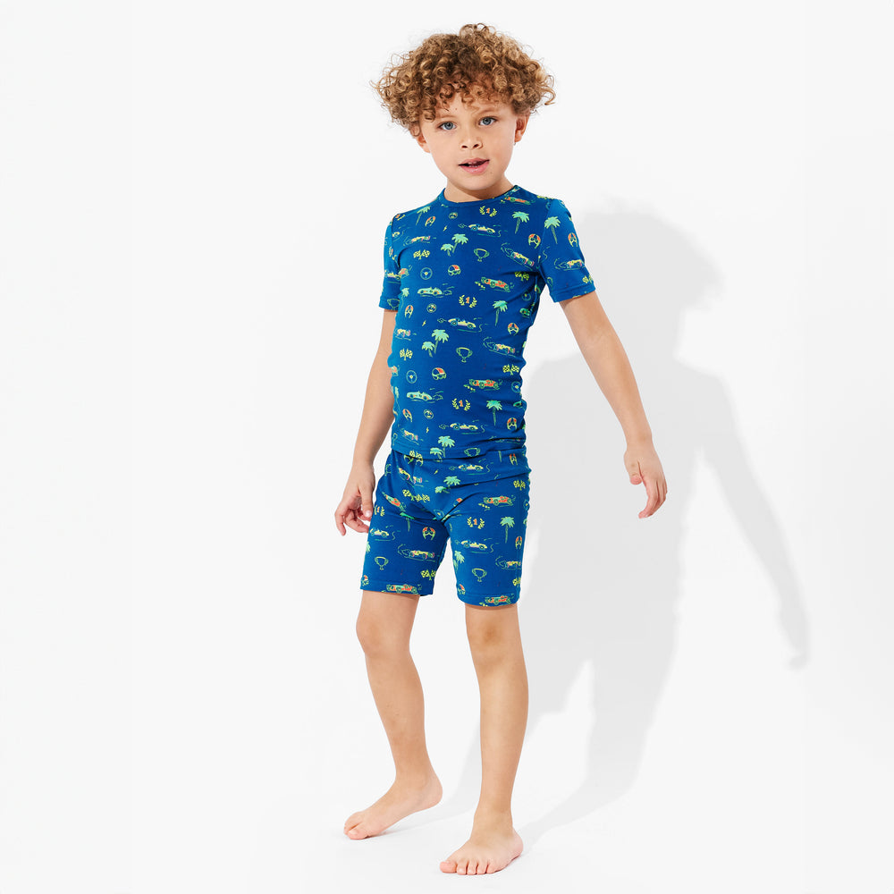 Monaco Blue Bamboo Kids Pajama Short Set