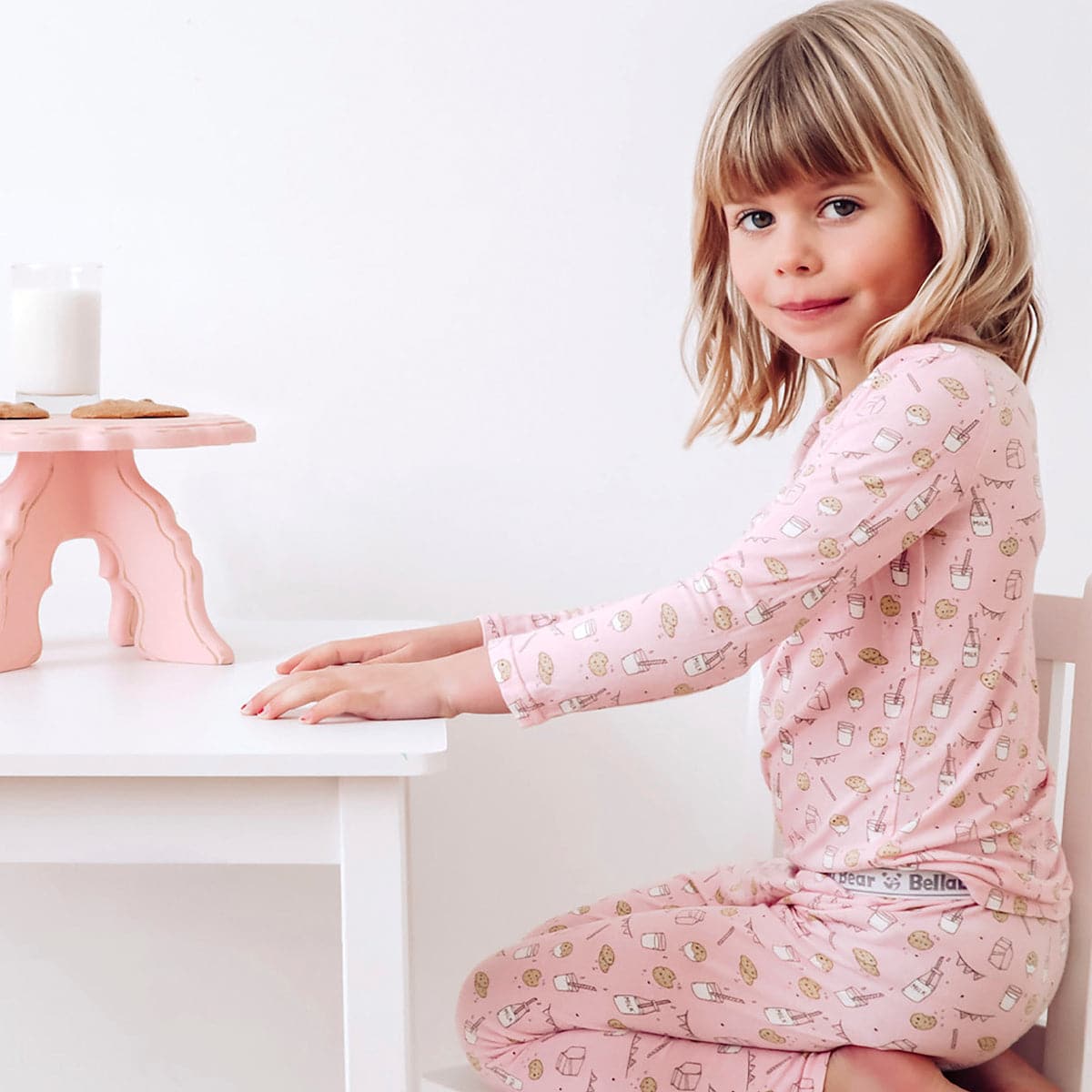 Milk & Cookies Pink Bamboo Kids Pajamas: Sweet Dreams in Style!