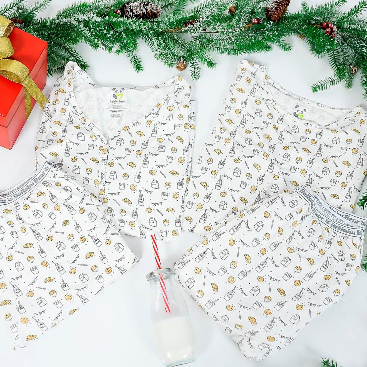 Christmas Eve Milk and Cookies Pajama Set in PINK
